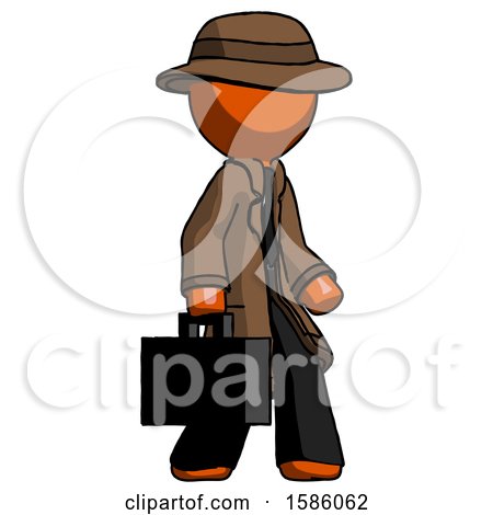 Orange Detective Man Walking with Briefcase to the Right by Leo Blanchette
