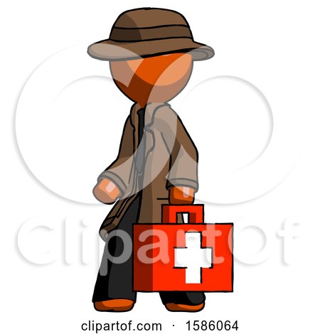 Orange Detective Man Walking with Medical Aid Briefcase to Left by Leo Blanchette