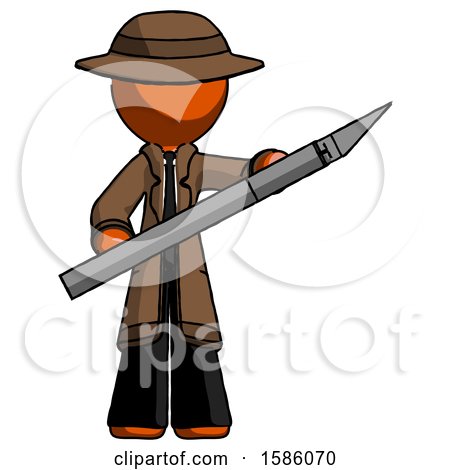 Orange Detective Man Holding Large Scalpel by Leo Blanchette
