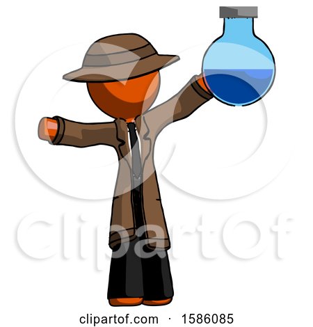 Orange Detective Man Holding Large Round Flask or Beaker by Leo Blanchette