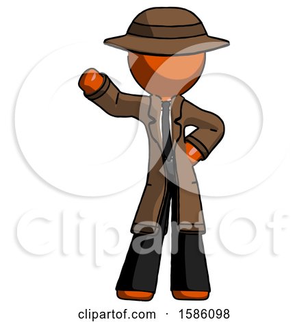 Orange Detective Man Waving Right Arm with Hand on Hip by Leo Blanchette