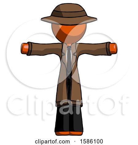 Orange Detective Man T-Pose Arms up Standing by Leo Blanchette