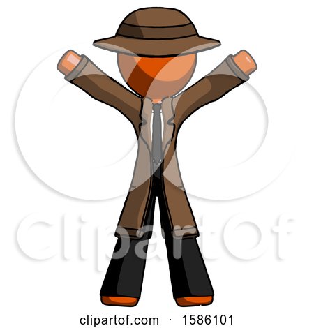 Orange Detective Man Surprise Pose, Arms and Legs out by Leo Blanchette
