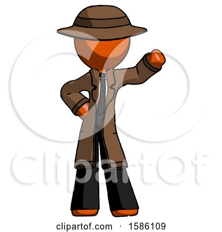 Orange Detective Man Waving Left Arm with Hand on Hip by Leo Blanchette