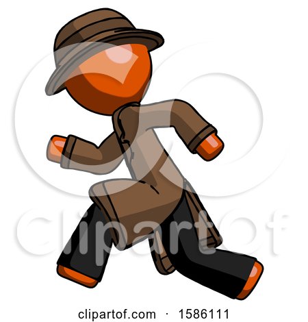 Orange Detective Man Running Fast Left by Leo Blanchette
