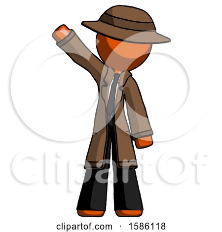 Orange Detective Man Waving Emphatically with Right Arm by Leo Blanchette