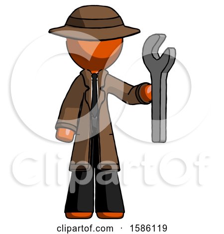 Orange Detective Man Holding Wrench Ready to Repair or Work by Leo Blanchette