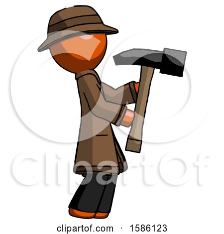 Orange Detective Man Hammering Something on the Right by Leo Blanchette