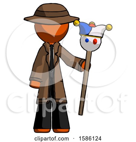 Orange Detective Man Holding Jester Staff by Leo Blanchette
