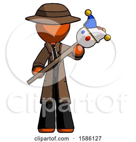 Orange Detective Man Holding Jester Diagonally by Leo Blanchette