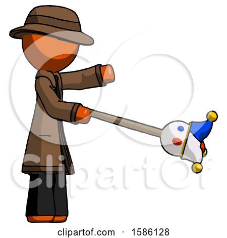 Orange Detective Man Holding Jesterstaff - I Dub Thee Foolish Concept by Leo Blanchette