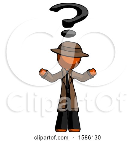 Orange Detective Man with Question Mark Above Head, Confused by Leo Blanchette