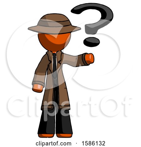 Orange Detective Man Holding Question Mark to Right by Leo Blanchette