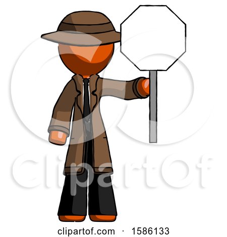 Orange Detective Man Holding Stop Sign by Leo Blanchette