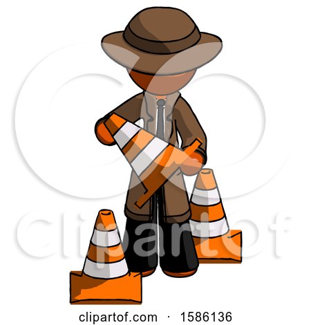 Orange Detective Man Holding a Traffic Cone by Leo Blanchette