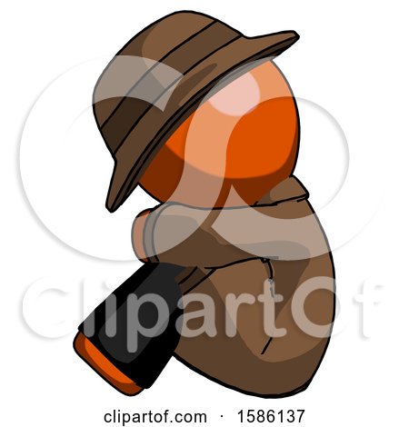 Orange Detective Man Sitting with Head down Facing Sideways Left by Leo Blanchette
