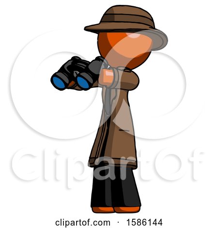 Orange Detective Man Holding Binoculars Ready to Look Left by Leo Blanchette