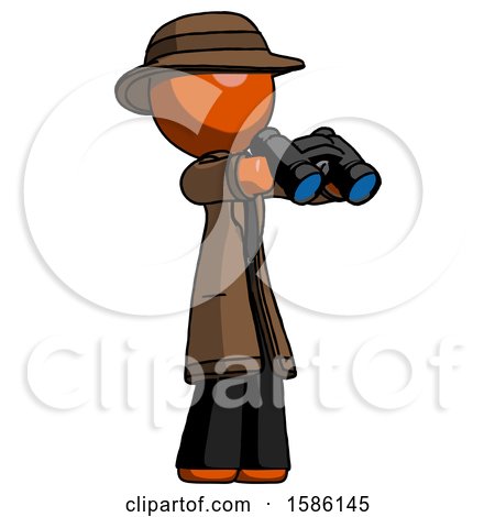 Orange Detective Man Holding Binoculars Ready to Look Right by Leo Blanchette