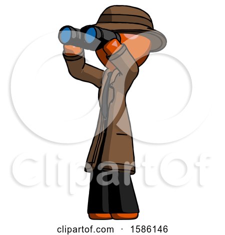 Orange Detective Man Looking Through Binoculars to the Left by Leo Blanchette