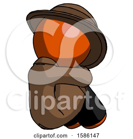 Orange Detective Man Sitting with Head down Back View Facing Right by Leo Blanchette