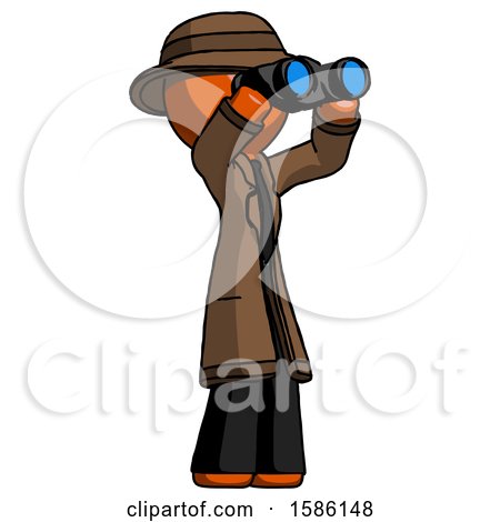 Orange Detective Man Looking Through Binoculars to the Right by Leo Blanchette