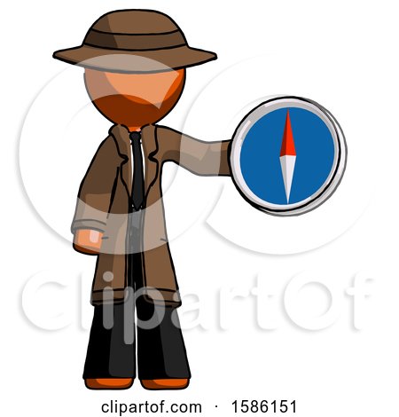 Orange Detective Man Holding a Large Compass by Leo Blanchette