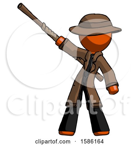 Orange Detective Man Bo Staff Pointing up Pose by Leo Blanchette