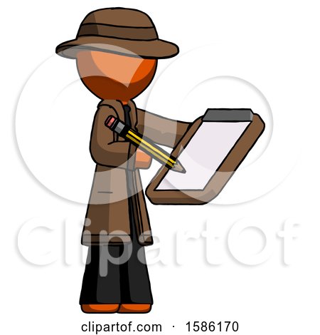 Orange Detective Man Using Clipboard and Pencil by Leo Blanchette