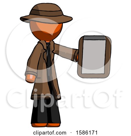 Orange Detective Man Showing Clipboard to Viewer by Leo Blanchette