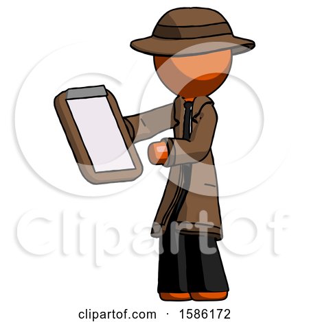 Orange Detective Man Reviewing Stuff on Clipboard by Leo Blanchette