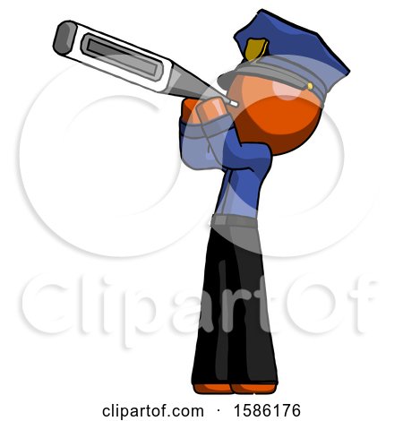 Orange Police Man Thermometer in Mouth by Leo Blanchette