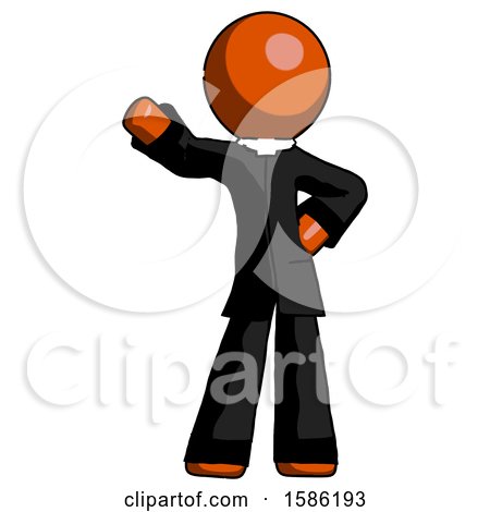 Orange Clergy Man Waving Right Arm with Hand on Hip by Leo Blanchette