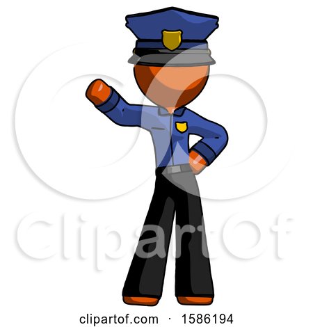 Orange Police Man Waving Right Arm with Hand on Hip by Leo Blanchette