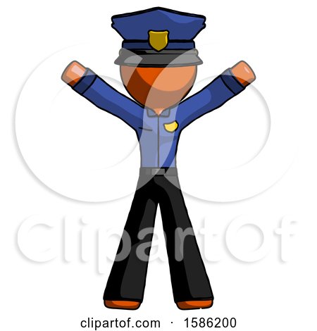 Orange Police Man Surprise Pose, Arms and Legs out by Leo Blanchette
