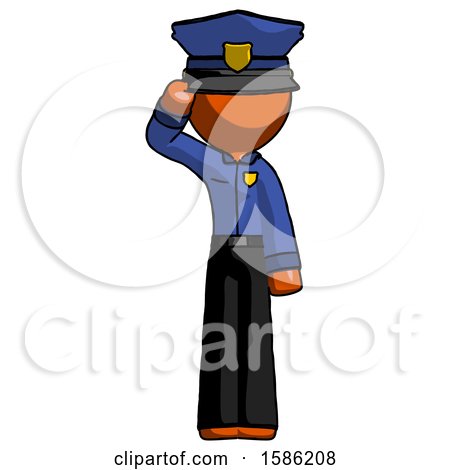 Orange Police Man Soldier Salute Pose by Leo Blanchette