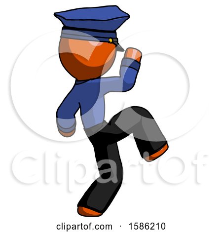 Orange Police Man Kick Pose Start by Leo Blanchette