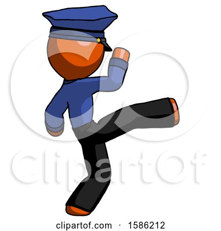 Orange Police Man Kick Pose by Leo Blanchette