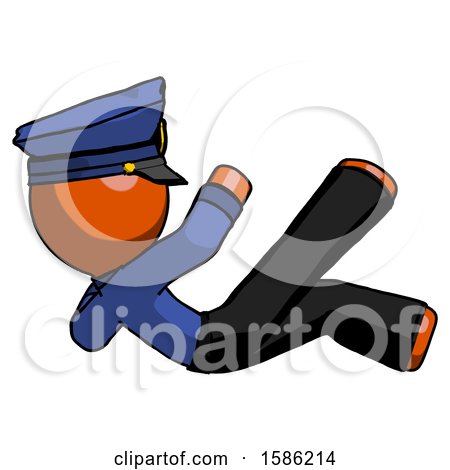Orange Police Man Falling Backwards by Leo Blanchette