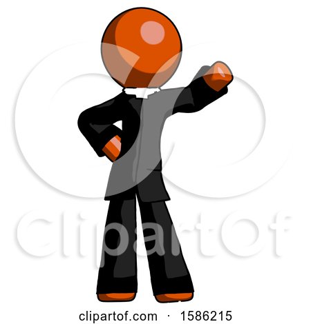 Orange Clergy Man Waving Left Arm with Hand on Hip by Leo Blanchette