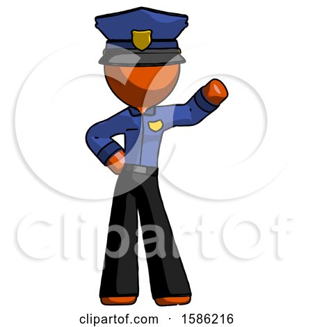 Orange Police Man Waving Left Arm with Hand on Hip by Leo Blanchette