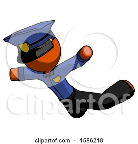Orange Police Man Skydiving or Falling to Death by Leo Blanchette