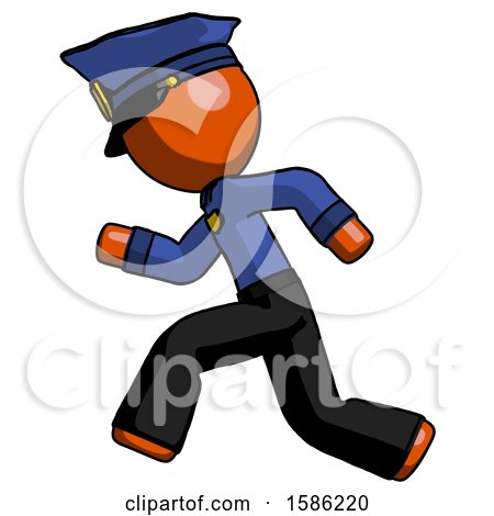Orange Police Man Running Fast Left by Leo Blanchette