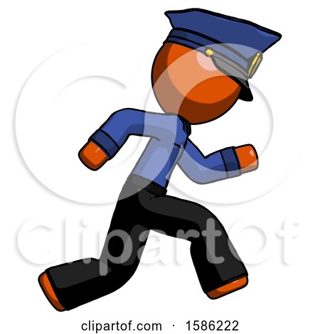 Orange Police Man Running Fast Right by Leo Blanchette