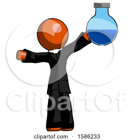 Orange Clergy Man Holding Large Round Flask or Beaker by Leo Blanchette