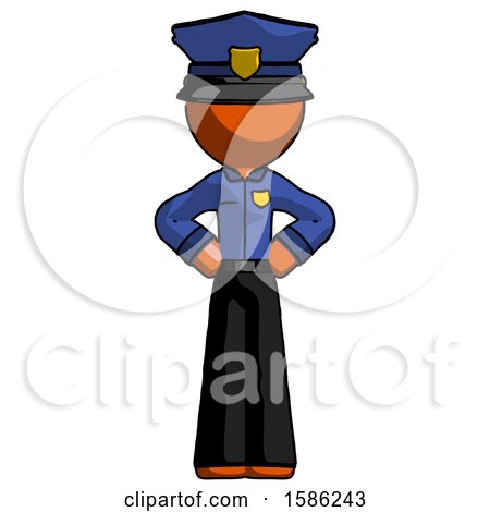 Orange Police Man Hands on Hips by Leo Blanchette