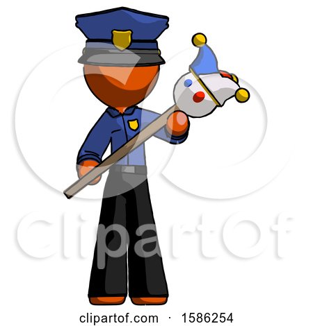 Orange Police Man Holding Jester Diagonally by Leo Blanchette