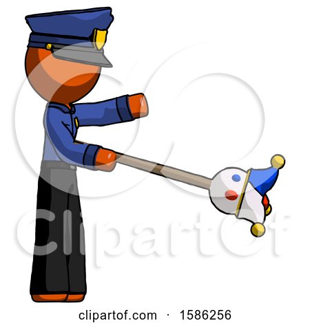 Orange Police Man Holding Jesterstaff - I Dub Thee Foolish Concept by Leo Blanchette