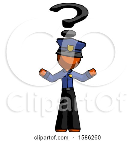 Orange Police Man with Question Mark Above Head, Confused by Leo Blanchette