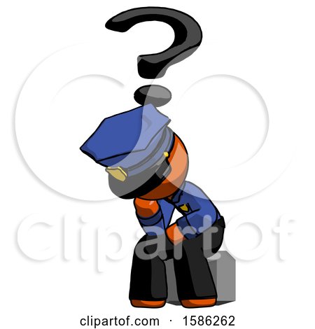 Orange Police Man Thinker Question Mark Concept by Leo Blanchette