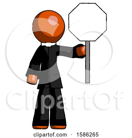 Orange Clergy Man Holding Stop Sign by Leo Blanchette